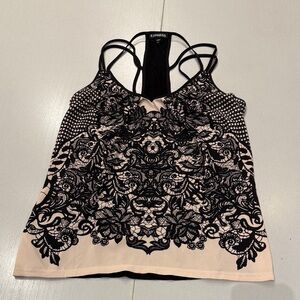 Express Black and Cream Lace Camisole